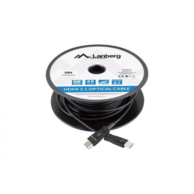 LANBERG CABLE HDMI M/M V2.1 50M 8K OPTICAL AOC LANBERG CABLE HDMI M/M V2.1 50M 8K OPTICAL AOC