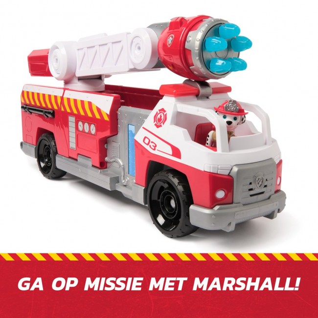 PAW Patrol Fire Rescue: Rapid Reload Fire Truck with Marshall Figure, Quick-Fire Launcher, Lights & Sounds, Kids Toys for Boys & Girls Ages 3 and Up