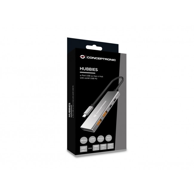 Conceptronic HUBBIES15G interface hub USB 3.2 Gen 2 (3.1 Gen 2) Type-C 10000 Mbit/s Grey
