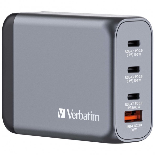 Verbatim GNC-100 GaN Charger 4 Port 100W USB A/C (EU/UK/US) Verbatim GNC-100 GaN Charger 4 Port 100W USB A/C (EU/UK/US)