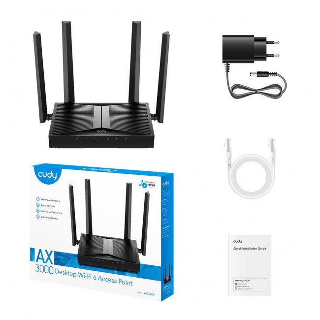 Cudy AP3000D wireless access point 2402 Mbit/s Black