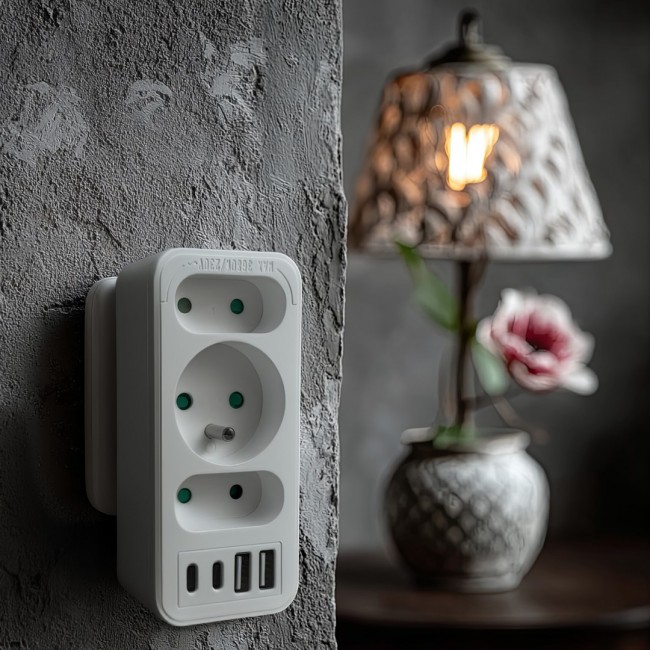 Current socket x3 + 4xUSB Maclean, splitter with 3 sockets, 2xUSB A, 2xUSB C PD 20W, 1x16A + 2x6A, MCE248 F/W Current socket x3 + 4xUSB Maclean, splitter with 3 sockets, 2xUSB A, 2xUSB C PD 20W, 1x16A + 2x6A, MCE248 F/W