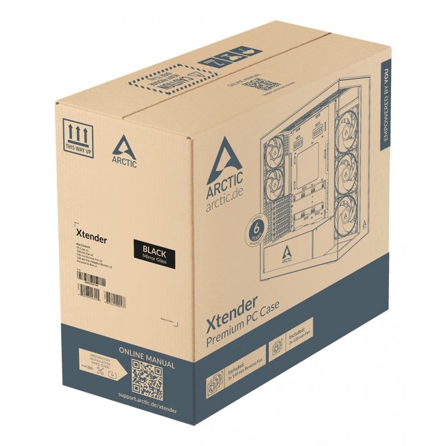 ARCTIC Xtender VG (Mirror Black) Premium E-ATX PC Case with Vertical GPU Mounting