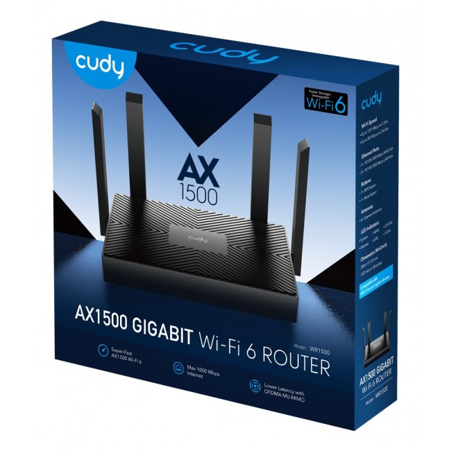 Cudy WR1500 wireless router Gigabit Ethernet Dual-band (2.4 GHz / 5 GHz) Black