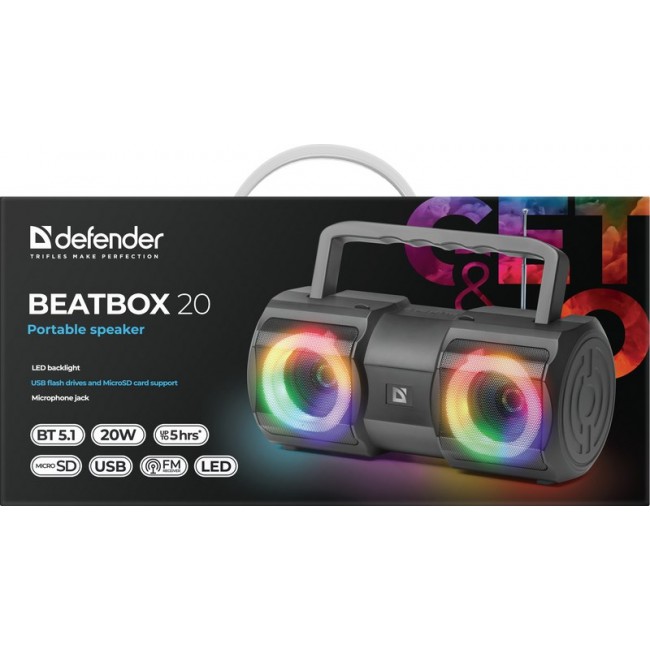 Defender BEATBOX 20 Stereo portable speaker Black 20 W