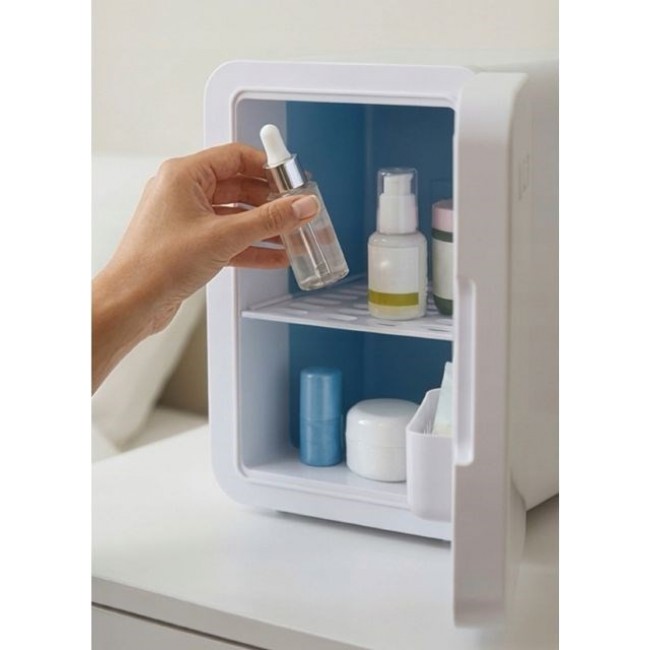 ELLE 6L white mini fridge with LED make-up mirror