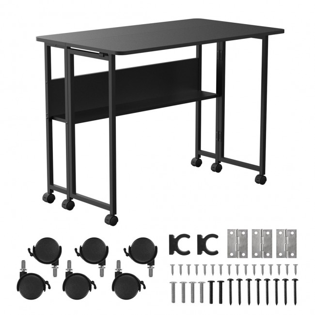 Folding desk table Maclean, black, mobile 100x58cm, max. 50kg, MC-126 B Folding desk table Maclean, black, mobile 100x58cm, max. 50kg, MC-126 B