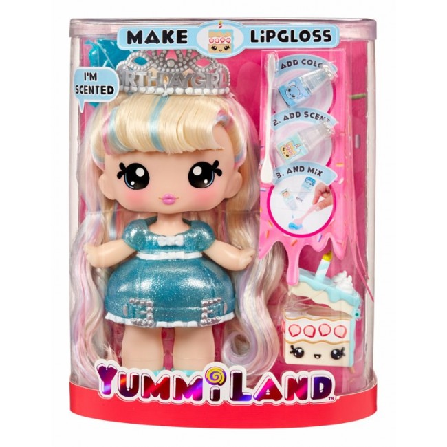 MGA Entertainment Yummiland Large Doll + Lipgloss Pet - Callie Birthday Cake MGA Entertainment Yummiland Large Doll + Lipgloss Pet - Callie Birthday Cake