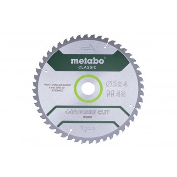 METABO CIRCULAR SAW BLADE HW/CT 254x30x48Z CORDLESS CUT WOOD CLASSIC