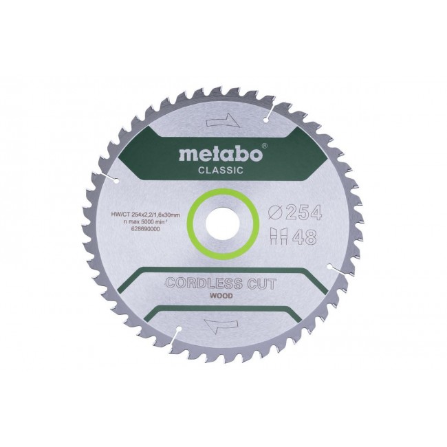 METABO CIRCULAR SAW BLADE HW/CT 254x30x48Z CORDLESS CUT WOOD CLASSIC METABO CIRCULAR SAW BLADE HW/CT 254x30x48Z CORDLESS CUT WOOD CLASSIC