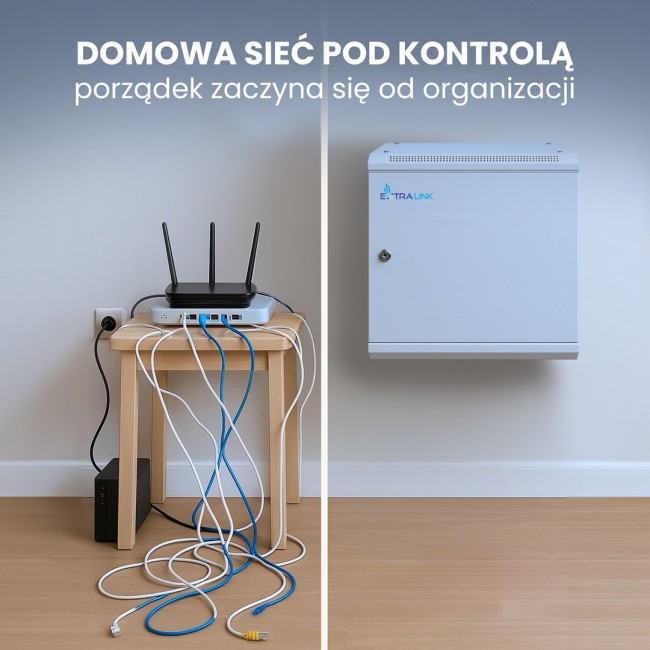 Extralink Rackmount cabinet 6U 600x600 ASP Gray wall mounted, metal door