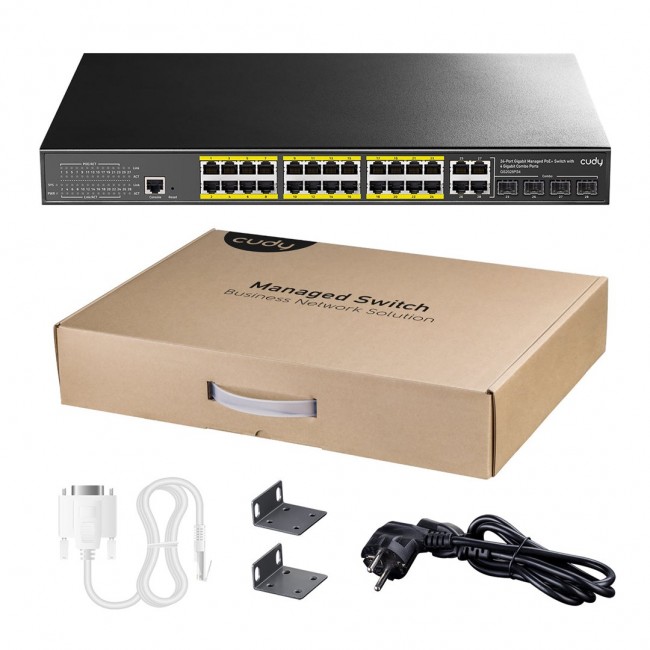 Cudy GS2028PS4 Managed L2 Gigabit Ethernet (10/100/1000) Power over Ethernet (PoE) 1U Black