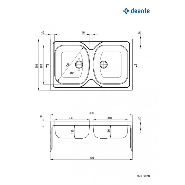 2-bowl steel sink - overlay