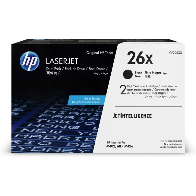 HP 26X 2-pack High Yield Black Original LaserJet Toner Cartridges HP 26X 2-pack High Yield Black Original LaserJet Toner Cartridges