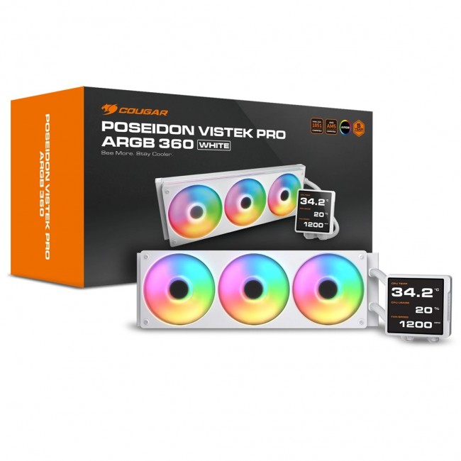 COUGAR CPU Water Cooling Poseidon Vistek Pro 360, ARGB, White