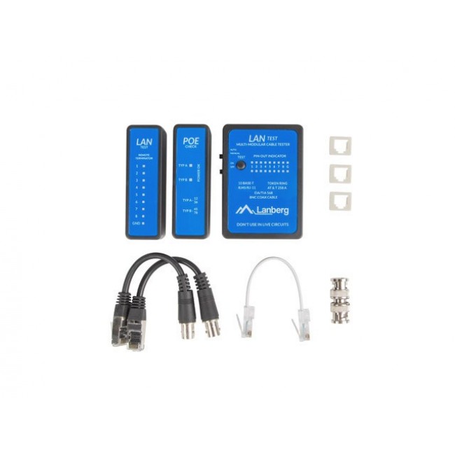 Lanberg NT-0404 network cable tester PoE tester Black, Blue Lanberg NT-0404 network cable tester PoE tester Black, Blue