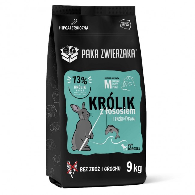 PAKA ZWIERZAKA Rabbit with salmon M - dry dog food - 9kg PAKA ZWIERZAKA Rabbit with salmon M - dry dog food - 9kg
