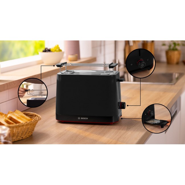 Bosch TAT3M123 toaster 2 slice(s) 950 W Black Bosch TAT3M123 toaster 2 slice(s) 950 W Black