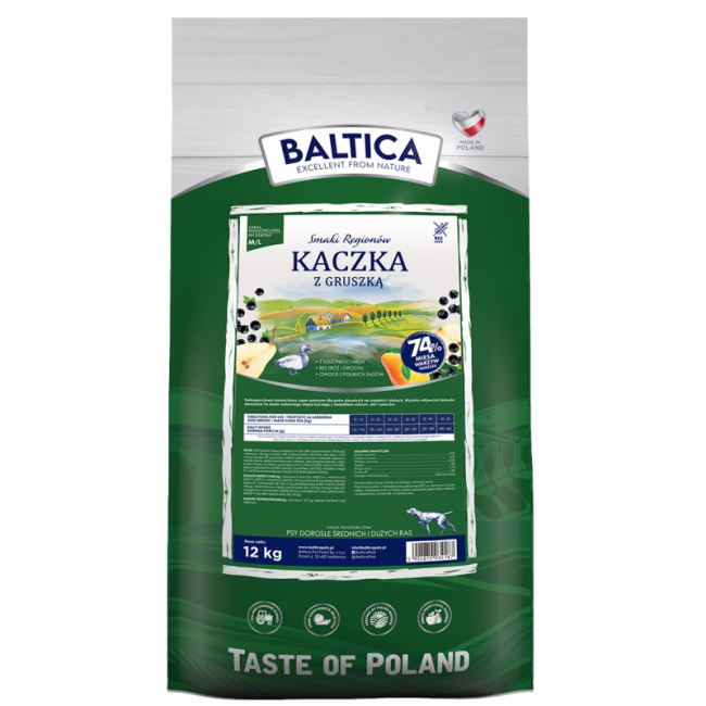 BALTICA Smaki region w Medium and large breeds Duck with pear - dry dog food - 12kg