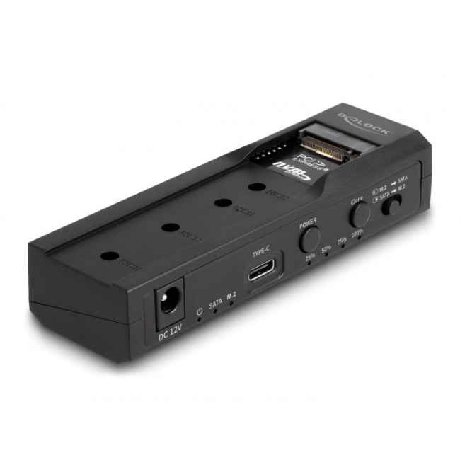 DeLOCK USB Type-C Converter for 1 x M.2 NVMe SSD + 1 x SATA SSD / HDD with Clone Function