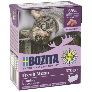 BOZITA Meat chunks with turkey in jelly wet cat food 370g