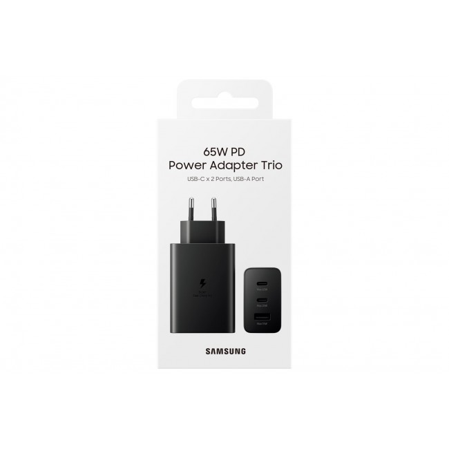 Power charger SAMSUNG Trio EP-T6530 65W PD 1x USB-A, 2x USB-C (EP-T6530NBEGEU) Black Power charger SAMSUNG Trio EP-T6530 65W PD 1x USB-A, 2x USB-C (EP-T6530NBEGEU) Black