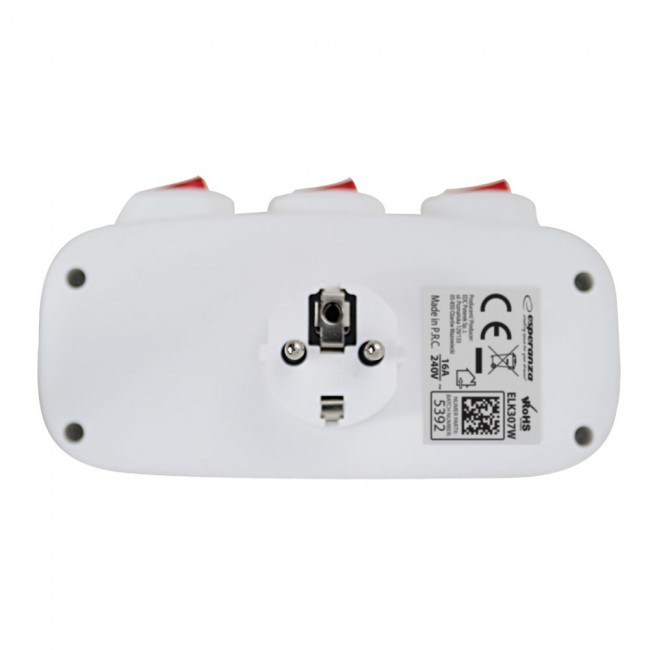 Esperanza ELK307W Electrical Splitter 3 sockets switch White