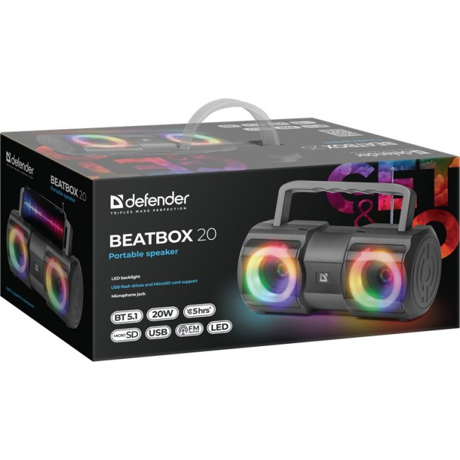 Defender BEATBOX 20 Stereo portable speaker Black 20 W
