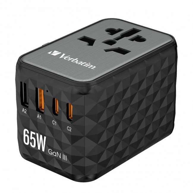 Verbatim GAN III UTA-05 2 X USB-C PD 65W & QC 4+ / 2 X USB-A