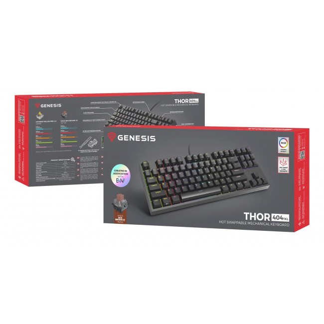 GENESIS Thor 404 TKL keyboard Gaming USB QWERTY US English Black