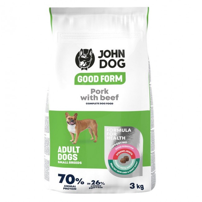 JOHN DOG Good Form Small breeds Pork with beef - dry dog food - 3kg JOHN DOG Good Form Small breeds Pork with beef - dry dog food - 3kg
