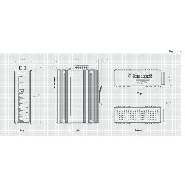 LevelOne 6-Port Gigabit PoE Industrial Switch, 802.3at/af PoE, 4 PoE Outputs, 1 x SFP, 1 x SFP/RJ45 Combo, DIN-Rail, -40 C to 75 C, 126W, voltage booster