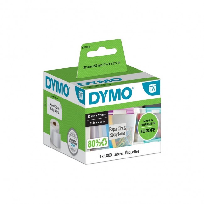 DYMO Authentic LabelWriter Multi-Purpose Labels | 57 mm x 32 mm | Self-Adhesive | Roll of 1000 Easy-Peel Labels for LabelWriter Label Makers | Made in Europe