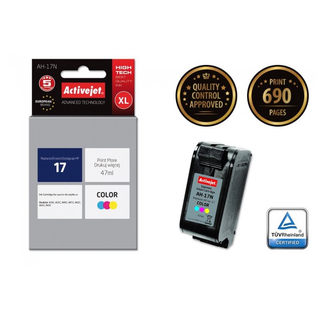 Activejet AH-17N Ink cartridge (replacement for HP 17 C6625A Supreme 47 ml color) Activejet AH-17N Ink cartridge (replacement for HP 17 C6625A Supreme 47 ml color)
