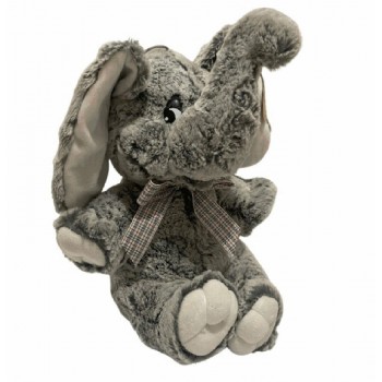 Gray Elephant Plush Mascot Sitting with Bow 40cm 4187