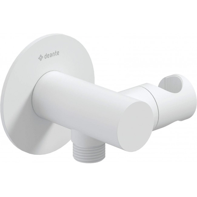 Round angled connector with handset holder Round angled connector with handset holder