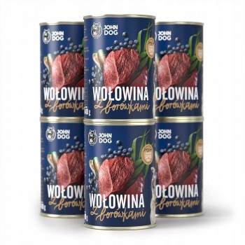 JOHN DOG Berry Adult Beef with blueberries - Wet dog food - 6 x 400 g