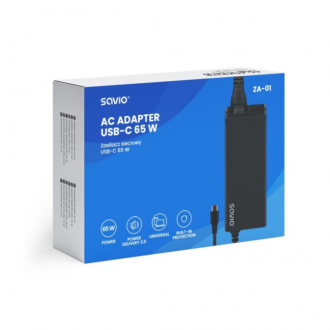 Savio ZA-01 mobile device charger Netbook, Laptop, Smartphone, Telephone Black AC Indoor