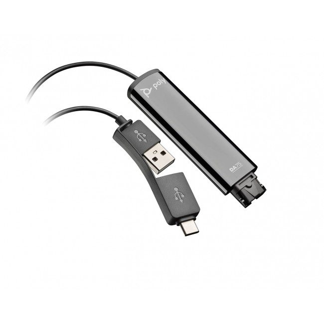 HP Poly DA75 USB to QD Black Adapter TAA