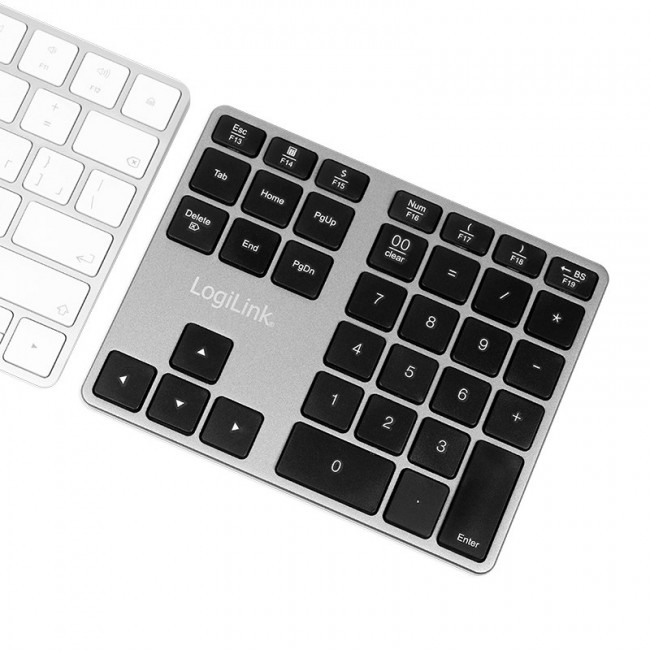 LogiLink ID0187 numeric keypad Universal Bluetooth Aluminium, Black LogiLink ID0187 numeric keypad Universal Bluetooth Aluminium, Black