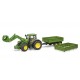 John Deere 7R 350 tractor with front loader and 2-axle trailer 03155 BRUDER
