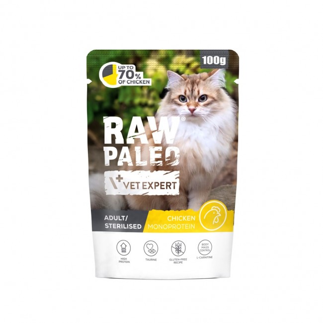 VETEXPERT Raw Paleo Adult Sterilised Chicken - wet cat food - 100g VETEXPERT Raw Paleo Adult Sterilised Chicken - wet cat food - 100g