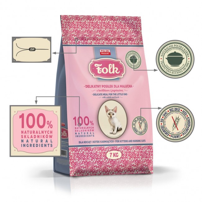 FOLK Gentle meal for kittens with rabbit and lamb - dry cat food - 7kg