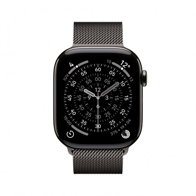Apple Watch Series 11 GPS + Cellular 46mm Slate Titanium Case with Slate Milanese Loop - S/M