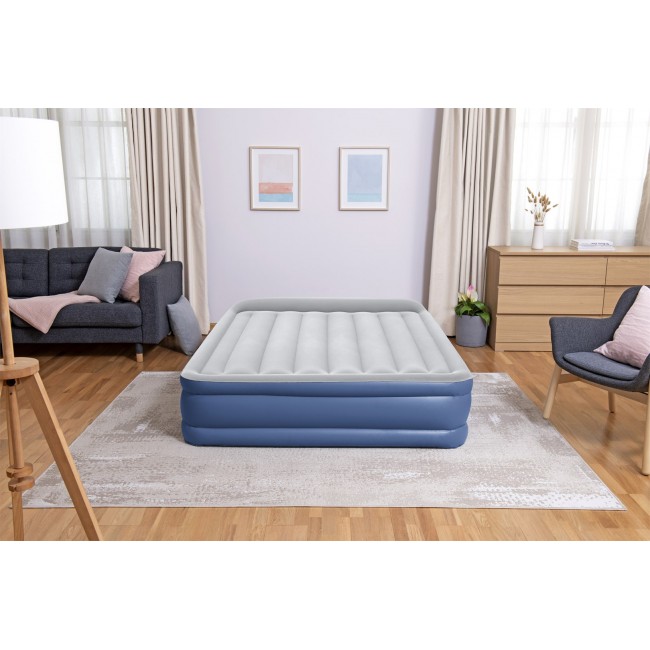 Bestway Tritech Air Mattress Queen with Built-in AC Pump and Antimicrobial Coating 2.03 m x 1.52 m x 46 cm