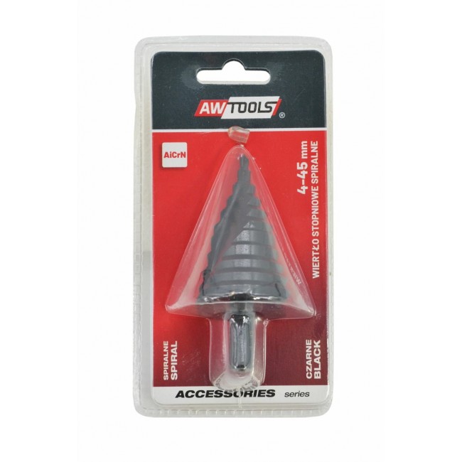 AW SPIRAL STEP DRILL BIT/ 4-45mm/ AICrN/ BLACK AW SPIRAL STEP DRILL BIT/ 4-45mm/ AICrN/ BLACK