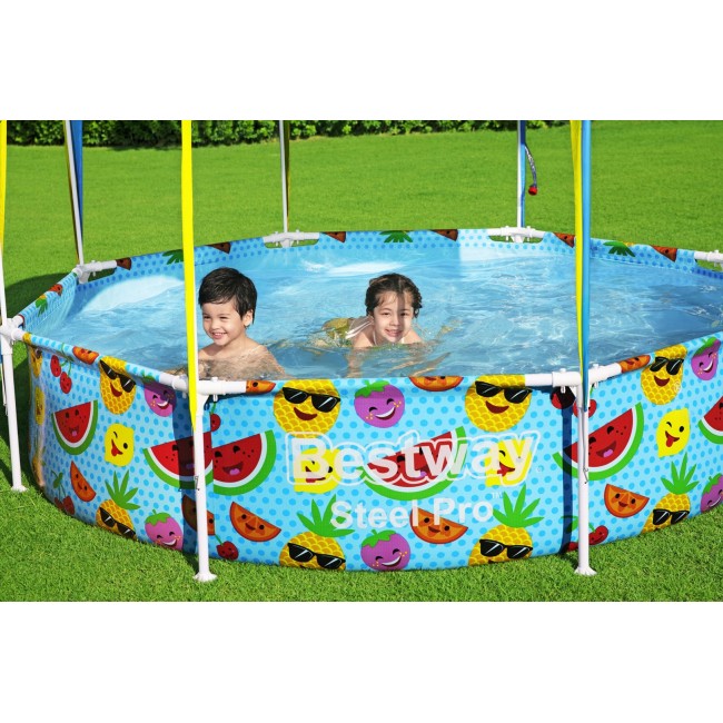 Bestway Steel Pro 2.44m x 51cm Splash-in-shade Play Pool, Orange/Yellow