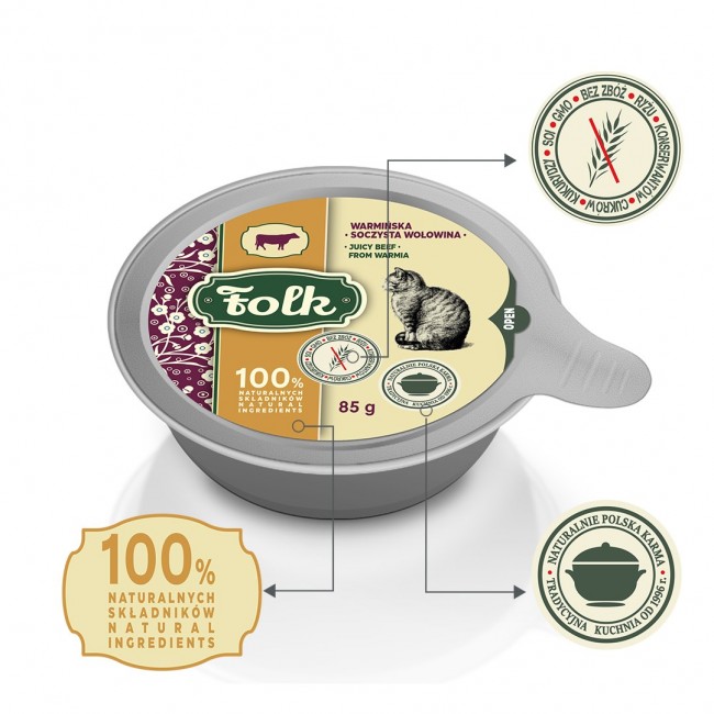 FOLK Juicy beef from Warmia - wet cat food - 85g