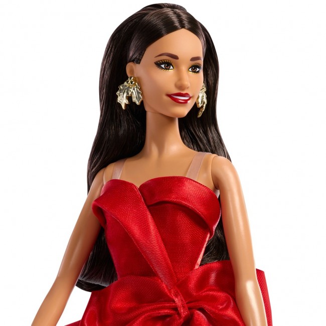 Barbie Signature 2026 Holiday Fashion Doll, Seasonal Collector, Brown Hair with Red Gown with Bow Detail