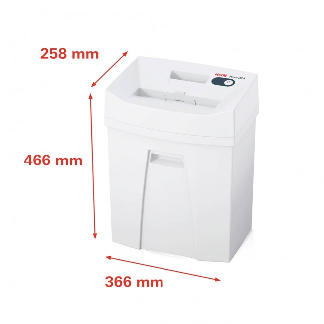 HSM Pure 220 shredder, 25 l, 3,9 mm HSM Pure 220 shredder, 25 l, 3,9 mm